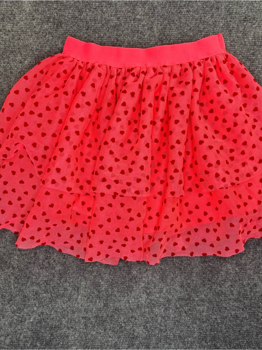 Cat & Jack Tutu Skirt Heart Velvet Layers Hot Pink Red Toddler Girls Size 5T